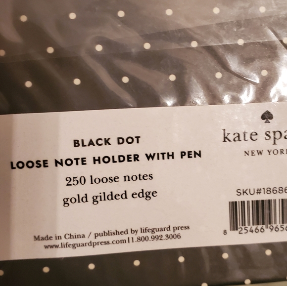 Kate Spade Black Dot Loose Note Holder With Pen - Picture 5 of 5
